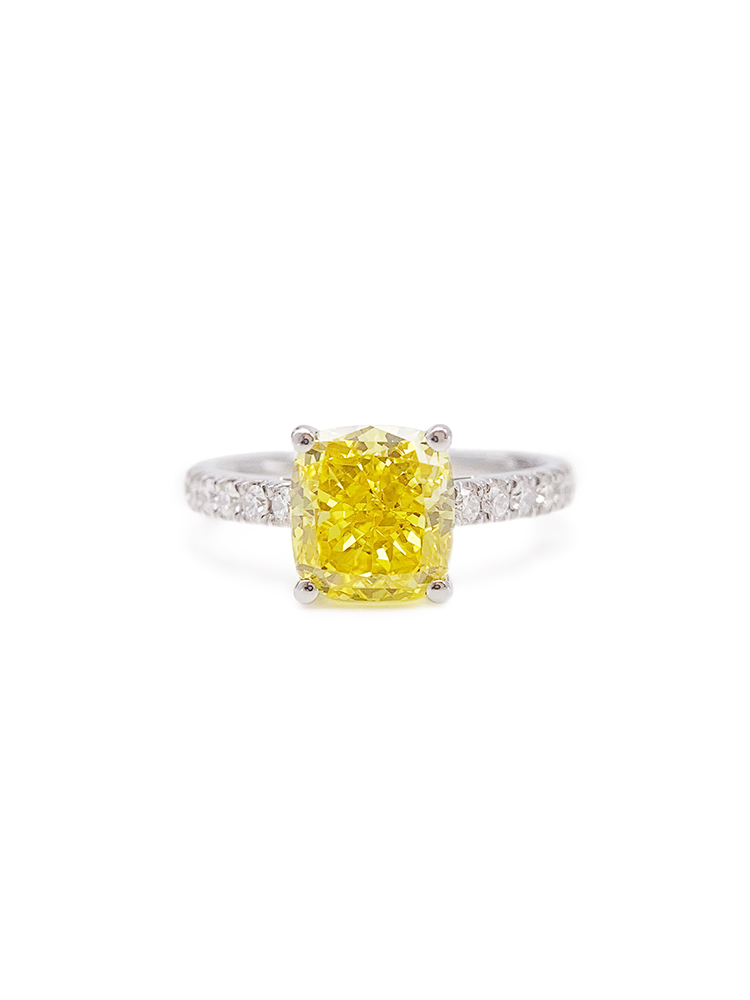 Yellow Diamond Ring Main Stone 2.04ct Auxiliary Stone Weight 3.32G Net Weight 2.85G display picture 2