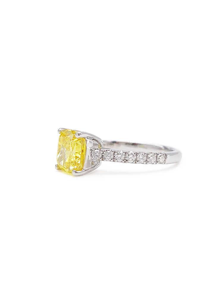 Yellow Diamond Ring Main Stone 2.04ct Auxiliary Stone Weight 3.32G Net Weight 2.85G display picture 6