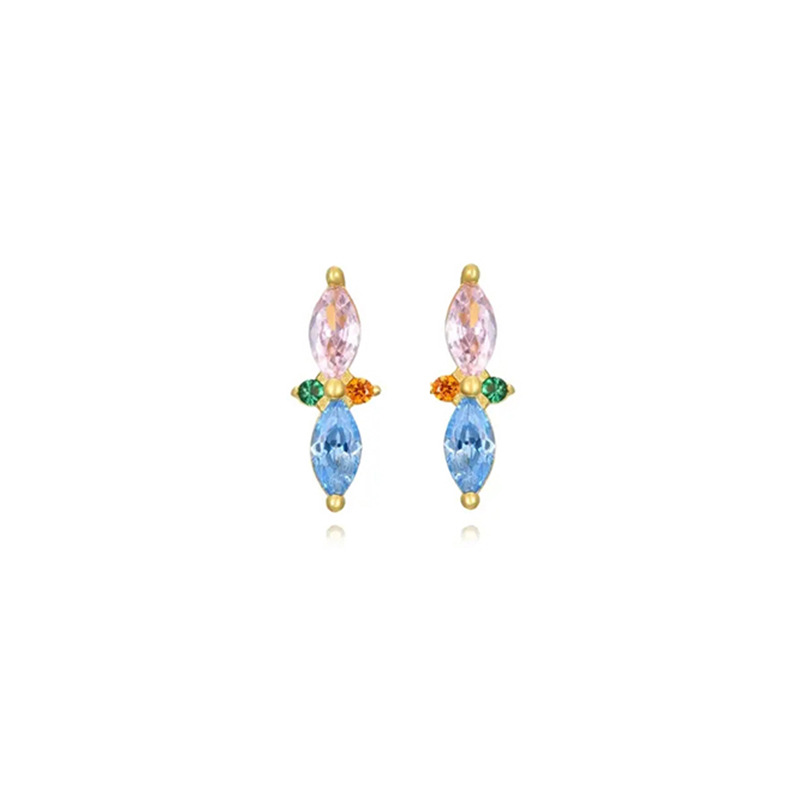 1 Pair Simple Style Shiny Geometric Rhombus Inlay Copper Zircon Ear Studs display picture 5