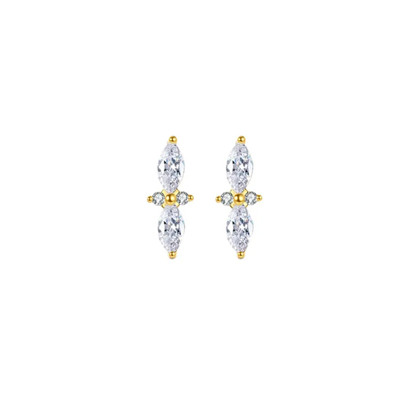 1 Pair Simple Style Shiny Geometric Rhombus Inlay Copper Zircon Ear Studs display picture 6