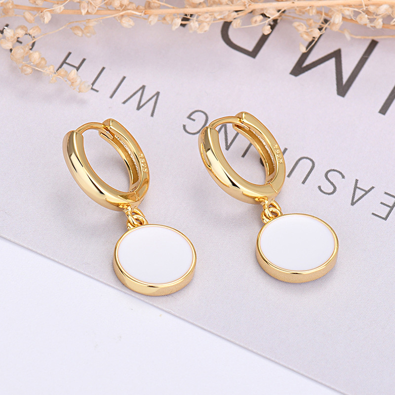 1 Pair IG Style Simple Style Round Enamel Copper Drop Earrings display picture 2