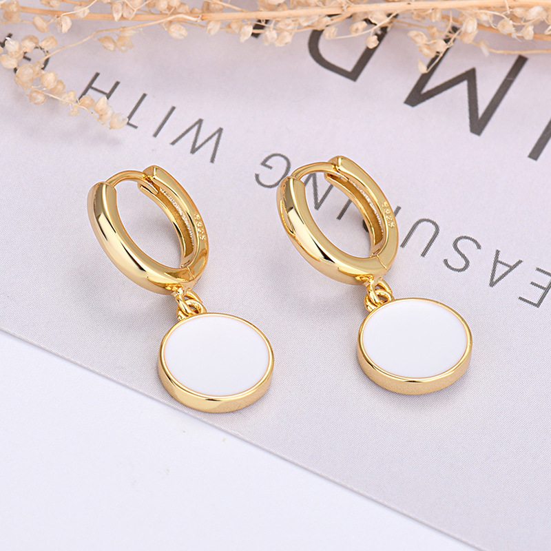 1 Paire Style IG Style Simple Rond Émail Le Cuivre Boucles D'oreilles display picture 2