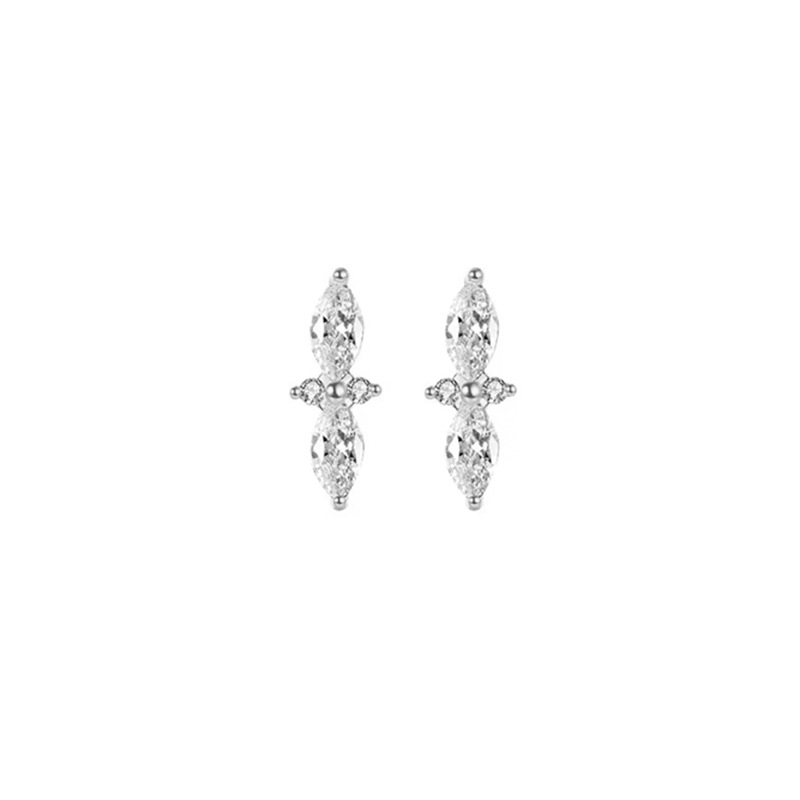 1 Pair Simple Style Shiny Geometric Rhombus Inlay Copper Zircon Ear Studs display picture 7