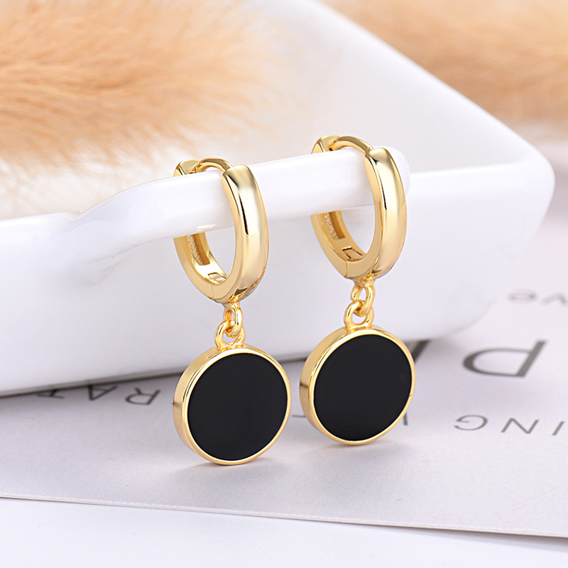 1 Pair IG Style Simple Style Round Enamel Copper Drop Earrings display picture 3