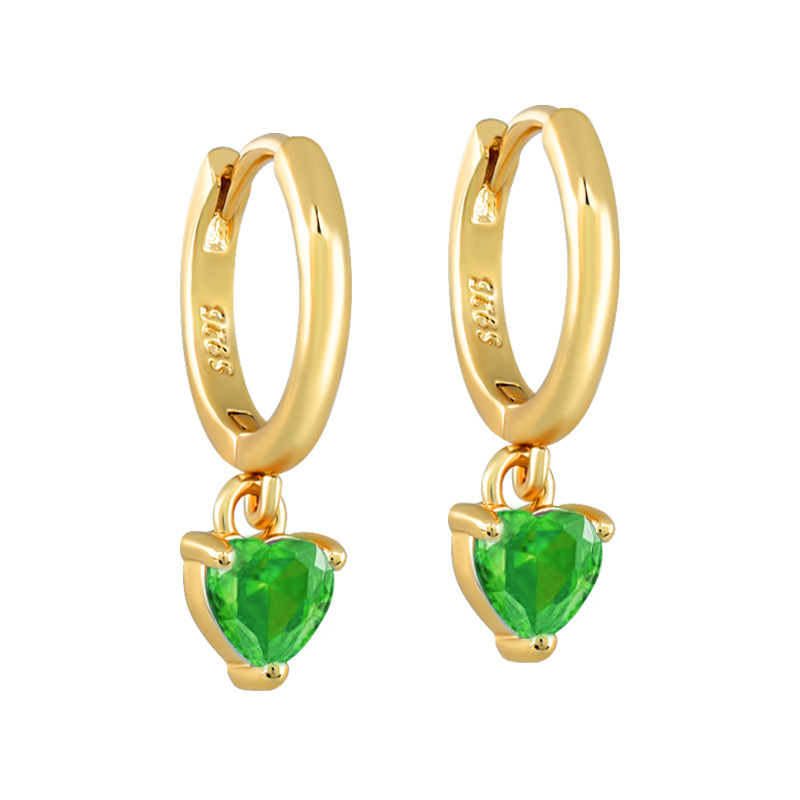 1 Pair Sweet Shiny Heart Shape Inlay Copper Zircon Drop Earrings display picture 6