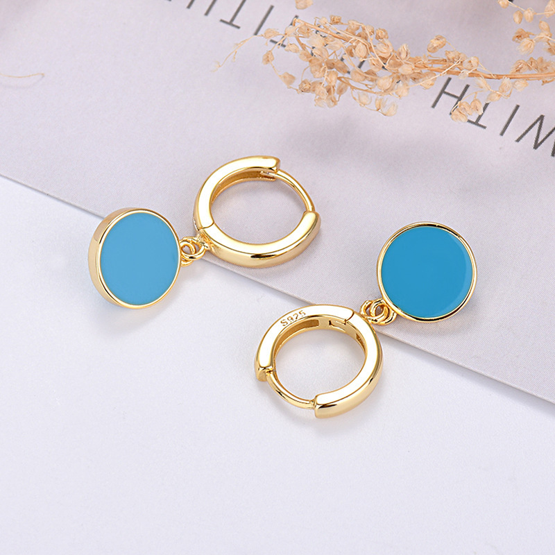 1 Pair IG Style Simple Style Round Enamel Copper Drop Earrings display picture 4