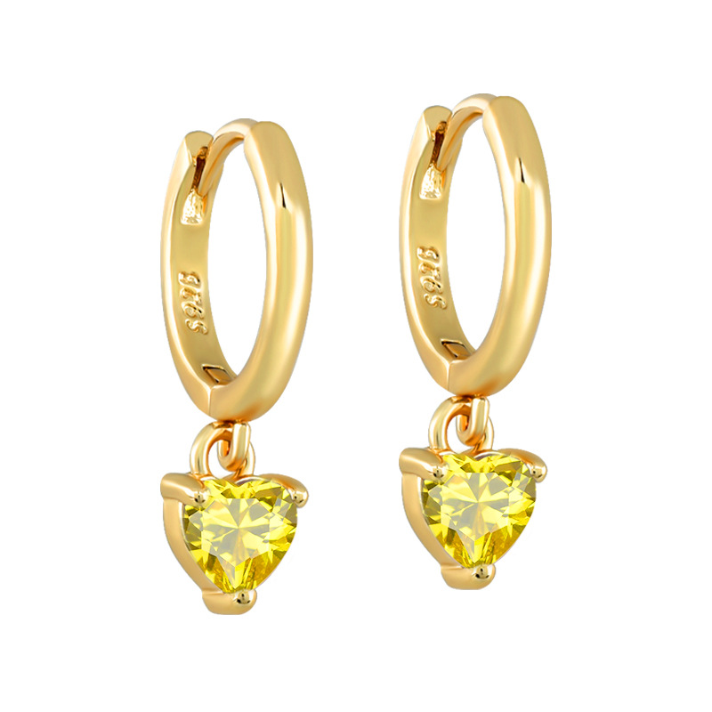 1 Pair Sweet Shiny Heart Shape Inlay Copper Zircon Drop Earrings display picture 9