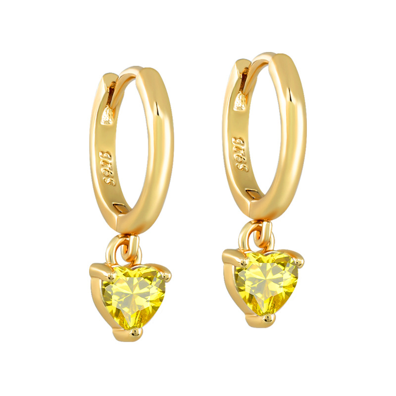 1 Paire Sucré Brillant Forme De Cœur Incruster Le Cuivre Zircon Boucles D'oreilles display picture 9