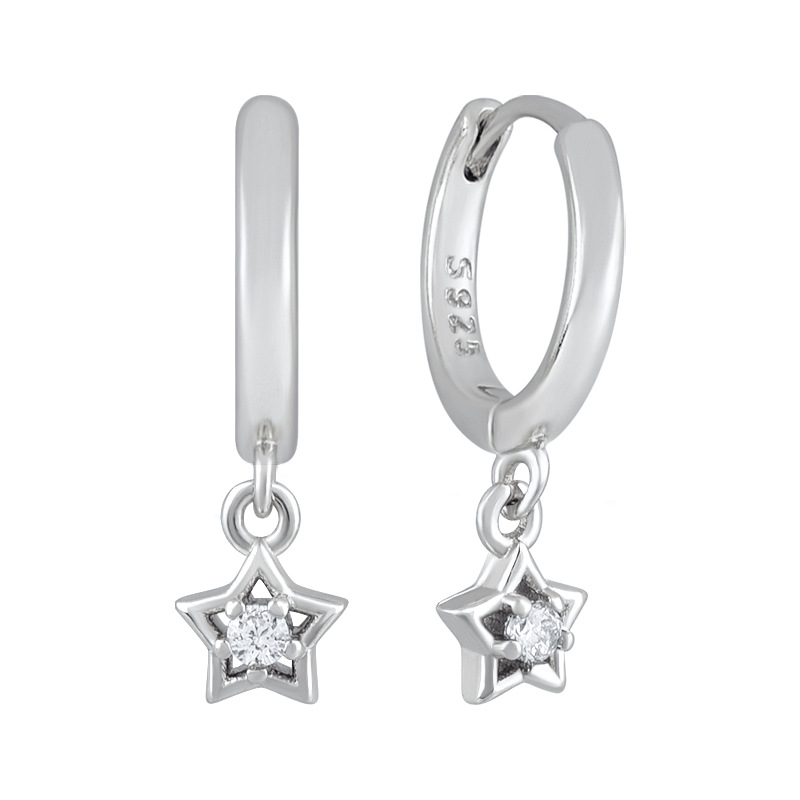 1 Paire Style Simple Brillant Star Incruster Le Cuivre Zircon Boucles D'oreilles display picture 5