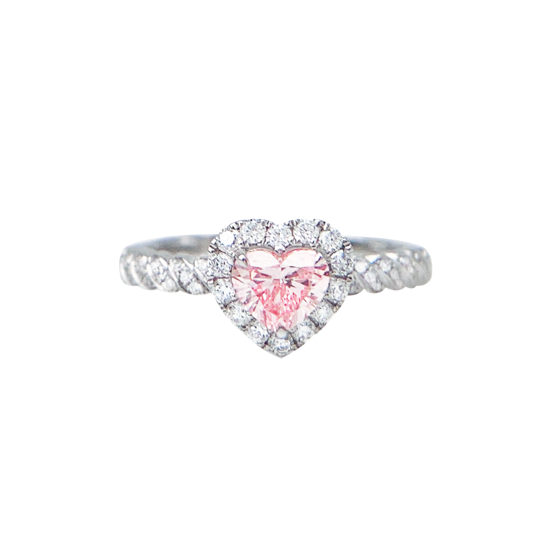 Heart-Shaped Inlaid Pink Diamond Main Stone 0.375ct Auxiliary Stone Weight 2.70G Net Weight 2.58G display picture 1