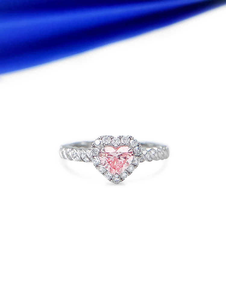 Heart-Shaped Inlaid Pink Diamond Main Stone 0.375ct Auxiliary Stone Weight 2.70G Net Weight 2.58G display picture 2