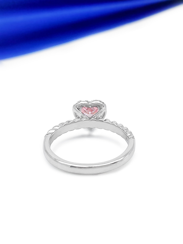 Heart-Shaped Inlaid Pink Diamond Main Stone 0.375ct Auxiliary Stone Weight 2.70G Net Weight 2.58G display picture 4