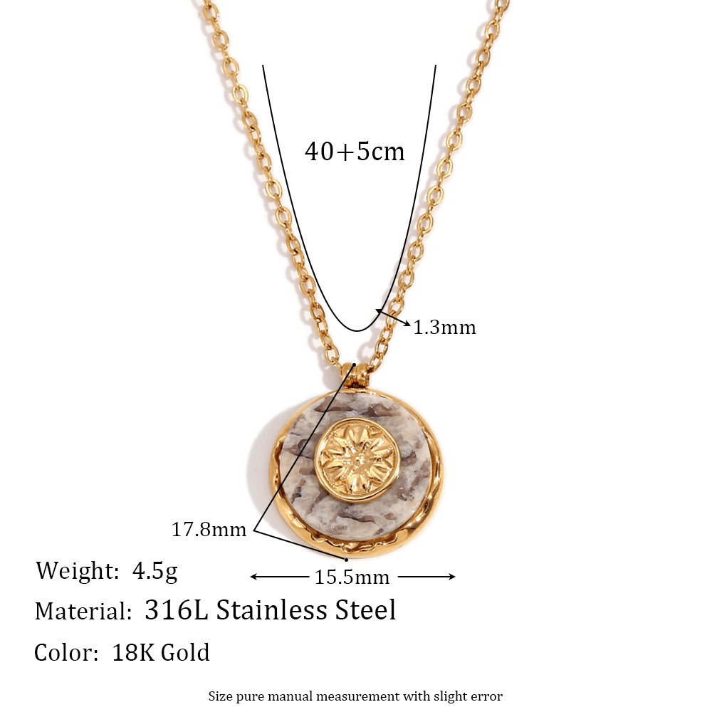 316L Stainless Steel  18K Gold Plated Basic Simple Style Classic Style Plating Round Pendant Necklace display picture 2