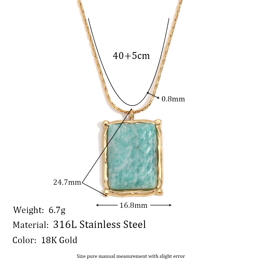 304 Stainless Steel 18K Gold Plated Basic Simple Style Classic Style Plating Square Pendant Necklace display picture 2