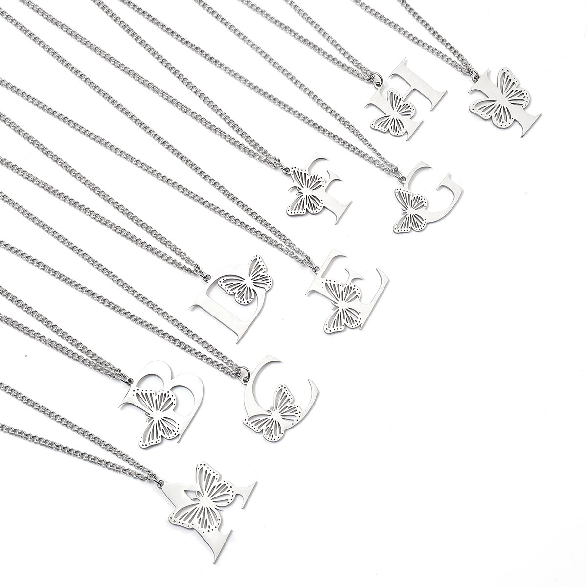 201 Stainless Steel IG Style Hip-Hop Letter Butterfly Pendant Necklace display picture 1