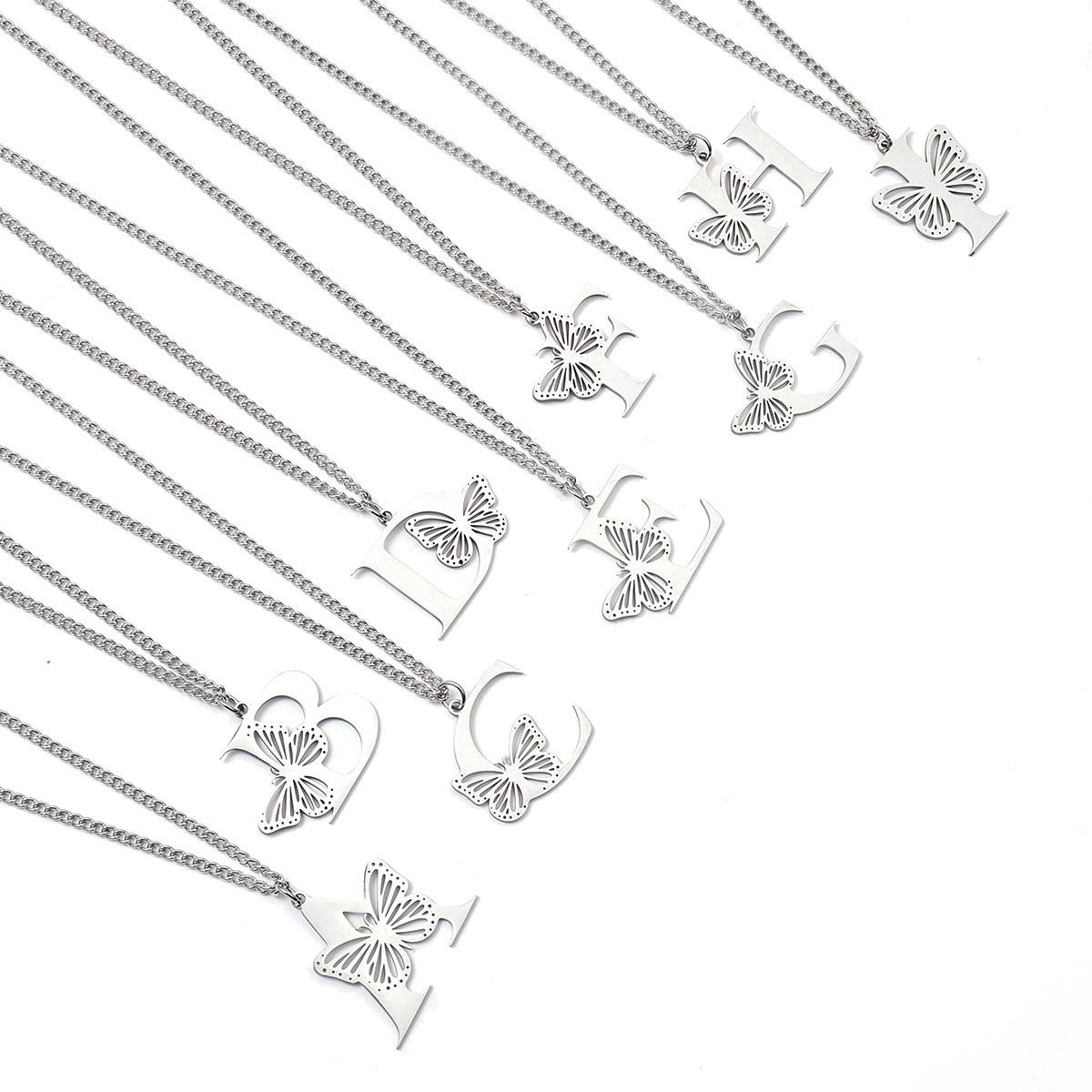 201 Stainless Steel IG Style Hip-Hop Letter Butterfly Pendant Necklace display picture 2