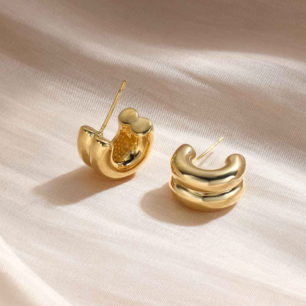 1 Paar Einfacher Stil Pendeln C-Form Halbkreis Überzug Kupfer Messing Weißgold Plattiert Vergoldet Ohrringe display picture 5
