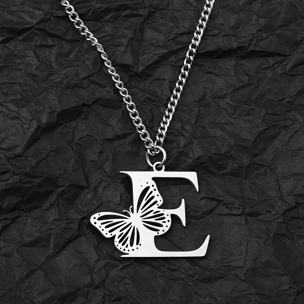 201 Stainless Steel IG Style Hip-Hop Letter Butterfly Pendant Necklace display picture 14