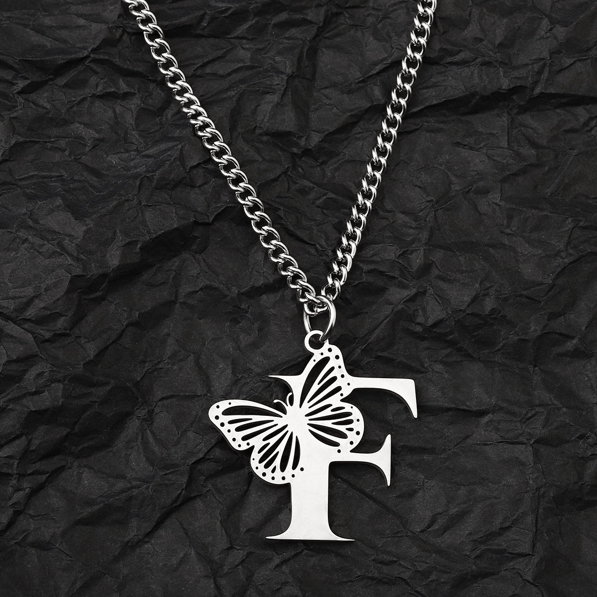 201 Stainless Steel IG Style Hip-Hop Letter Butterfly Pendant Necklace display picture 15