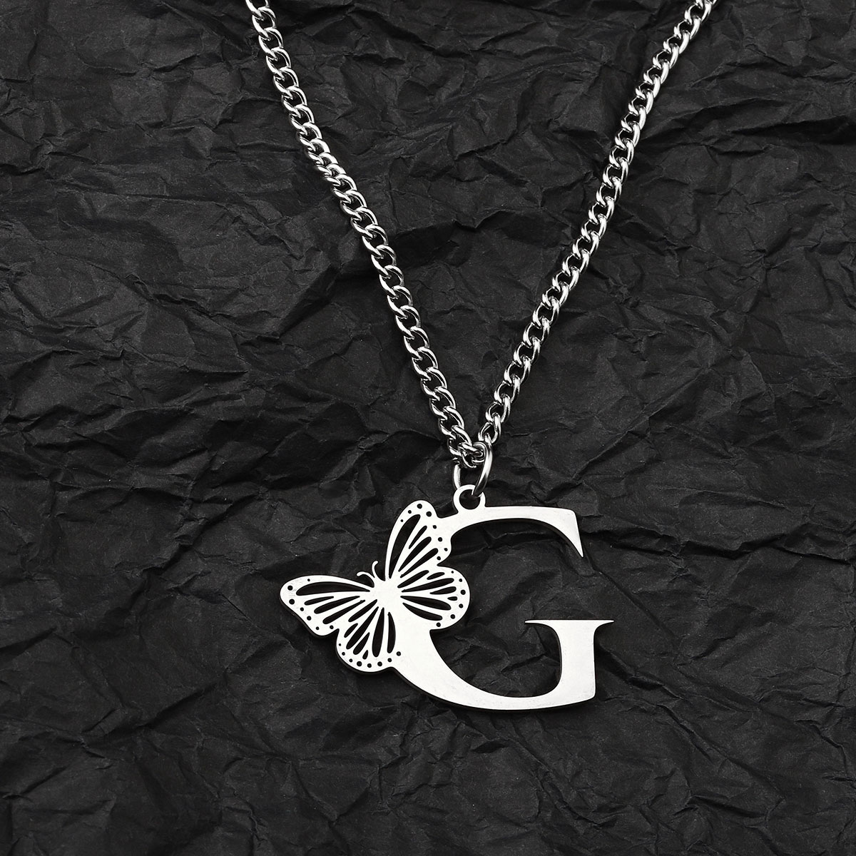 201 Stainless Steel IG Style Hip-Hop Letter Butterfly Pendant Necklace display picture 16