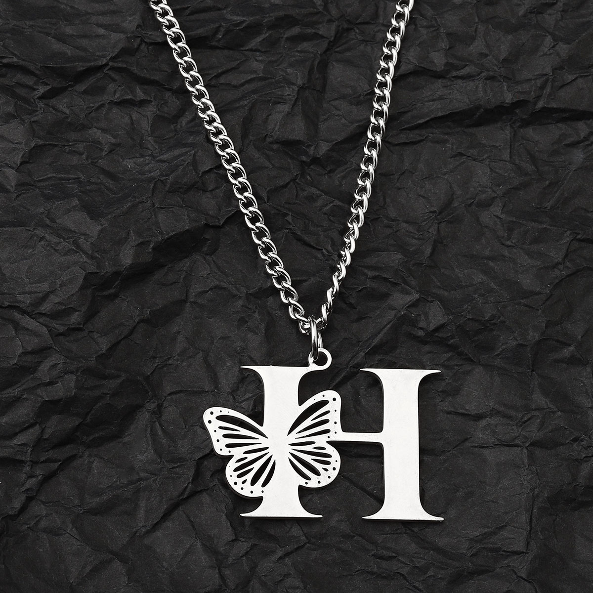 201 Stainless Steel IG Style Hip-Hop Letter Butterfly Pendant Necklace display picture 17
