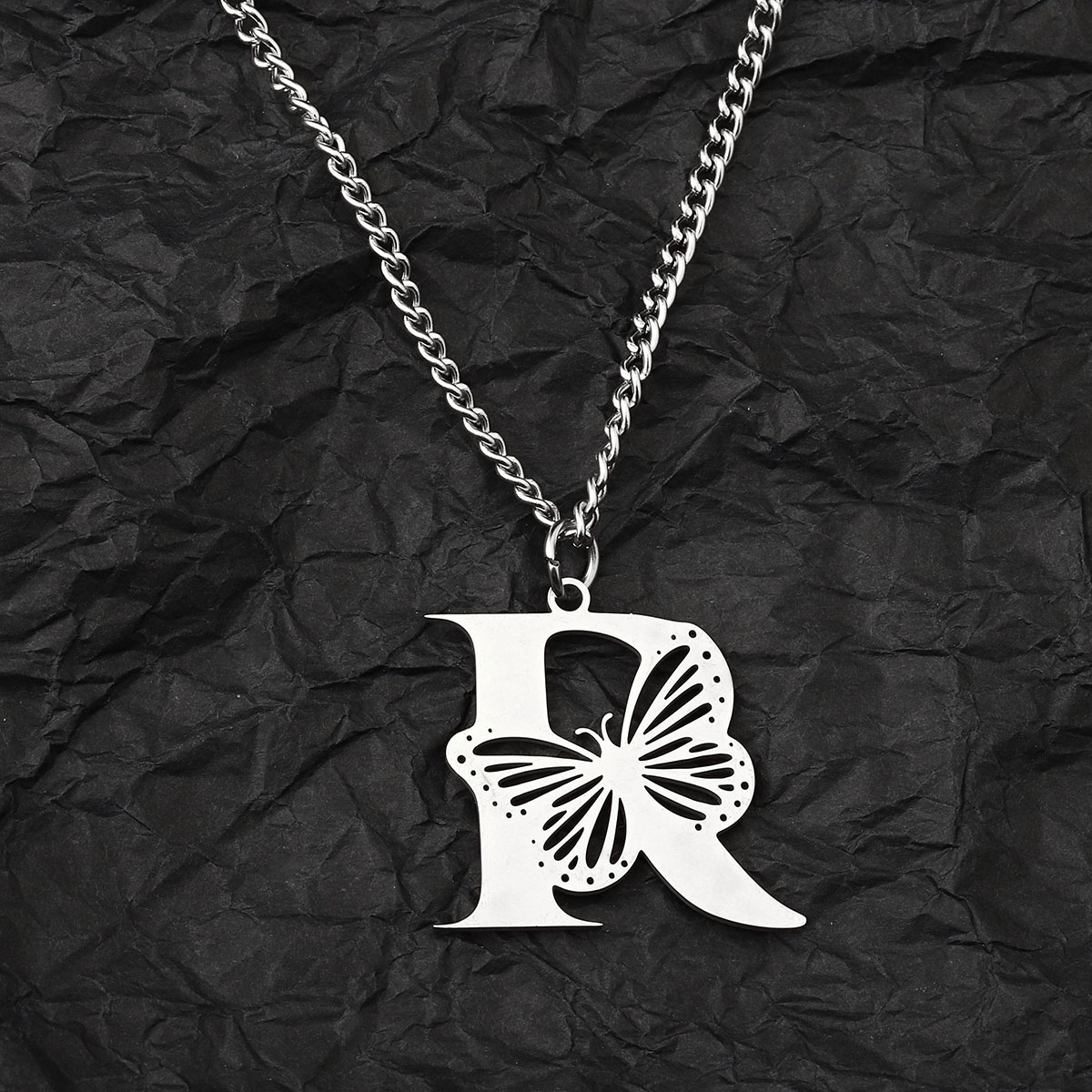 201 Stainless Steel IG Style Hip-Hop Letter Butterfly Pendant Necklace display picture 18