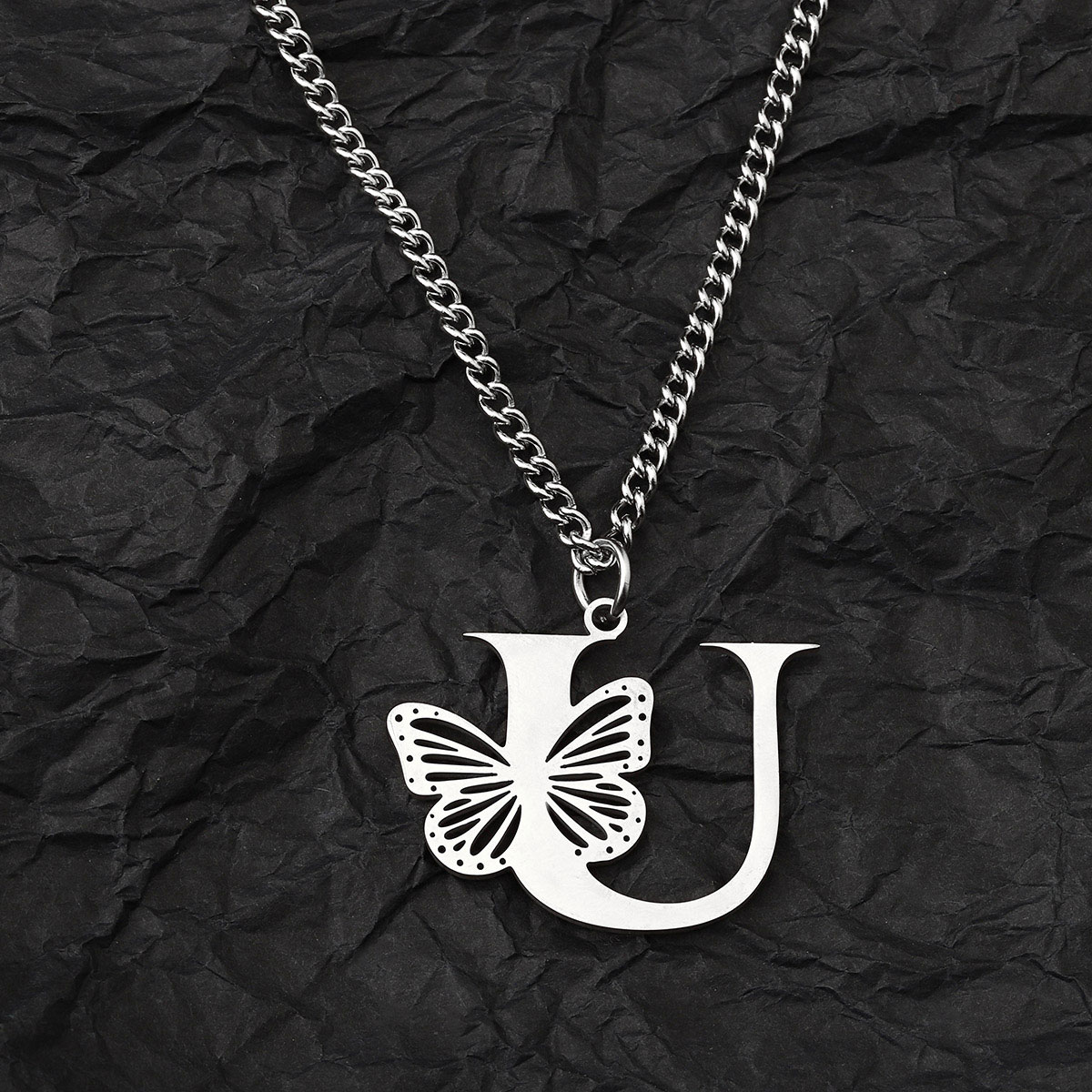201 Stainless Steel IG Style Hip-Hop Letter Butterfly Pendant Necklace display picture 20