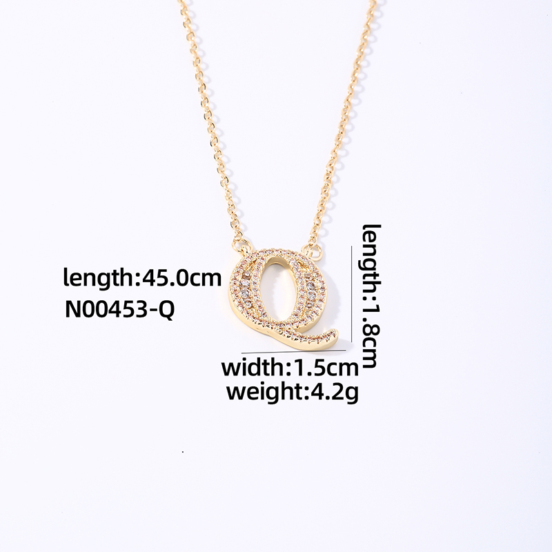 Wholesale Elegant Shiny Letter 304 Stainless Steel Copper Three-dimensional Inlay K Gold Plated Zircon Pendant Necklace display picture 8