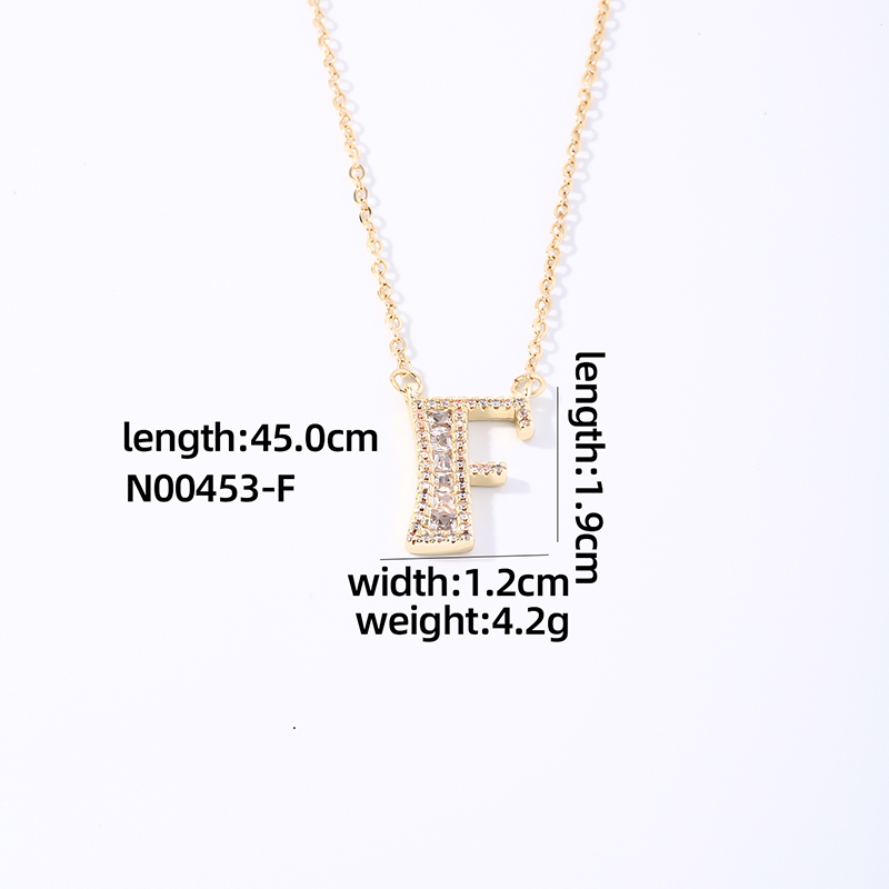 Wholesale Elegant Shiny Letter 304 Stainless Steel Copper Three-dimensional Inlay K Gold Plated Zircon Pendant Necklace display picture 6