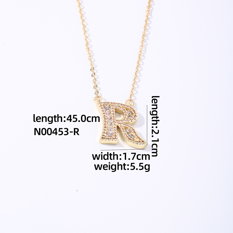 Wholesale Elegant Shiny Letter 304 Stainless Steel Copper Three-dimensional Inlay K Gold Plated Zircon Pendant Necklace display picture 10