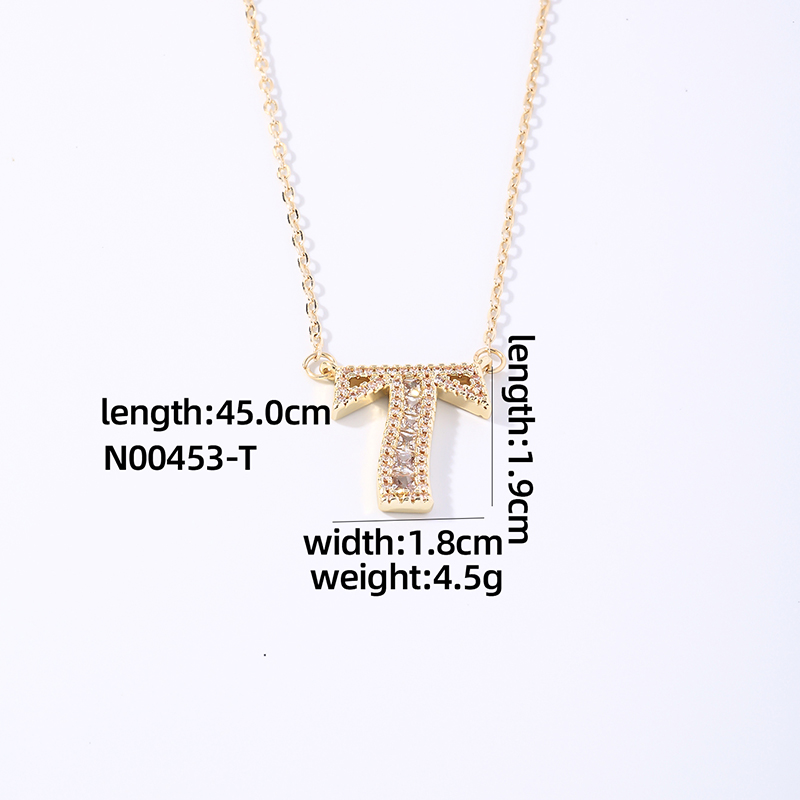 Wholesale Elegant Shiny Letter 304 Stainless Steel Copper Three-dimensional Inlay K Gold Plated Zircon Pendant Necklace display picture 9