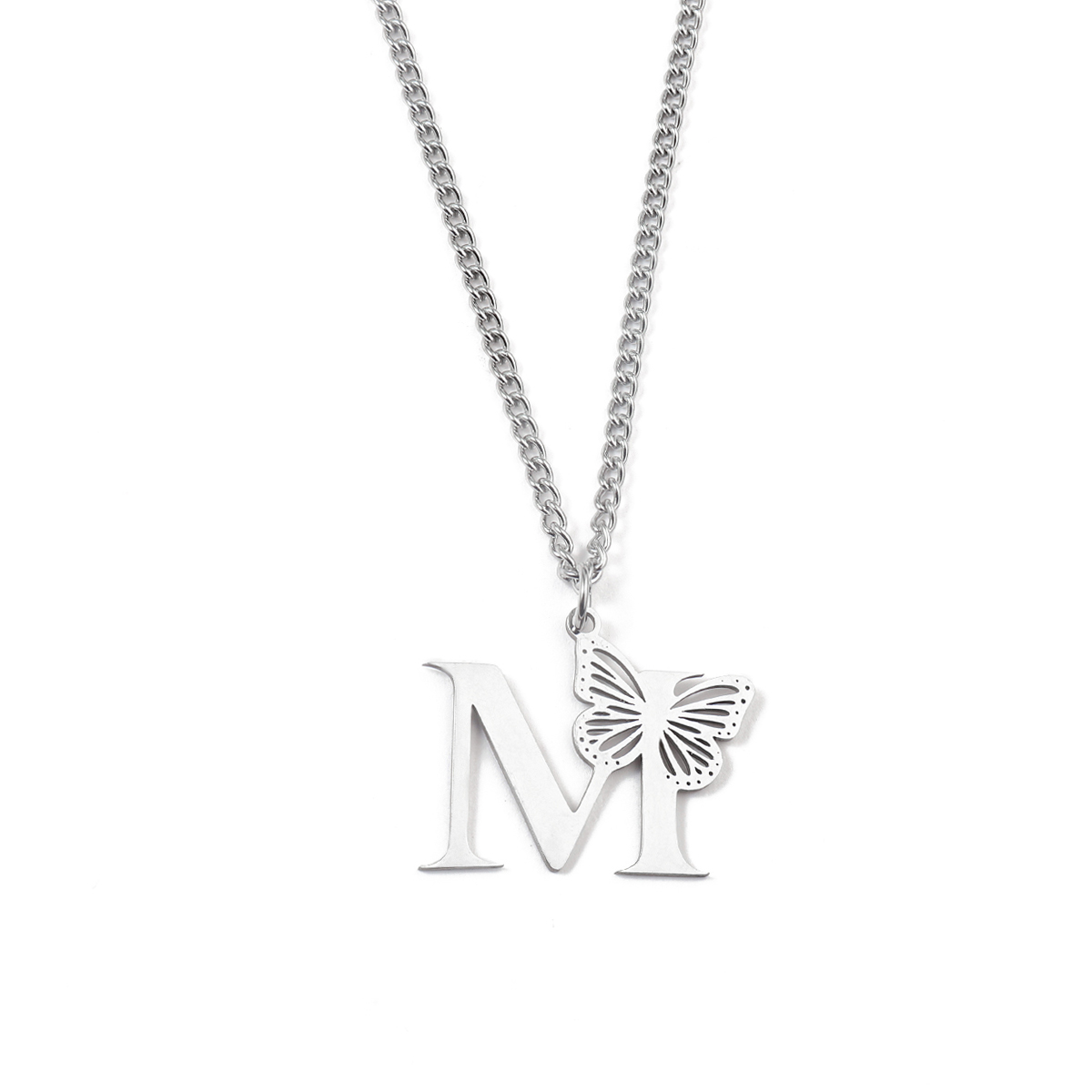 201 Stainless Steel IG Style Hip-Hop Letter Butterfly Pendant Necklace display picture 10