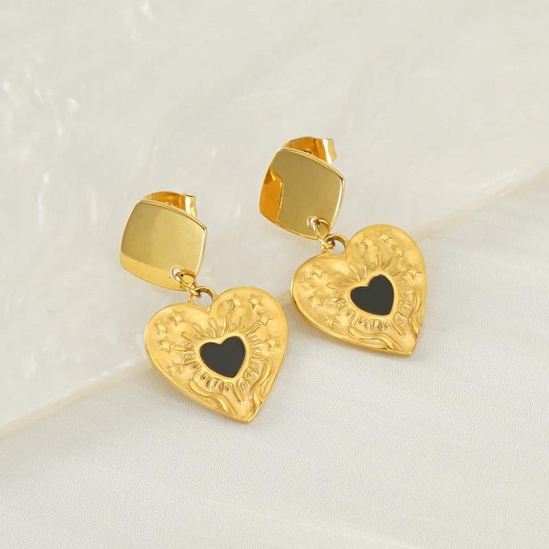1 Pair Basic Modern Style Classic Style Heart Shape Plating 304 Stainless Steel 18K Gold Plated Drop Earrings display picture 10