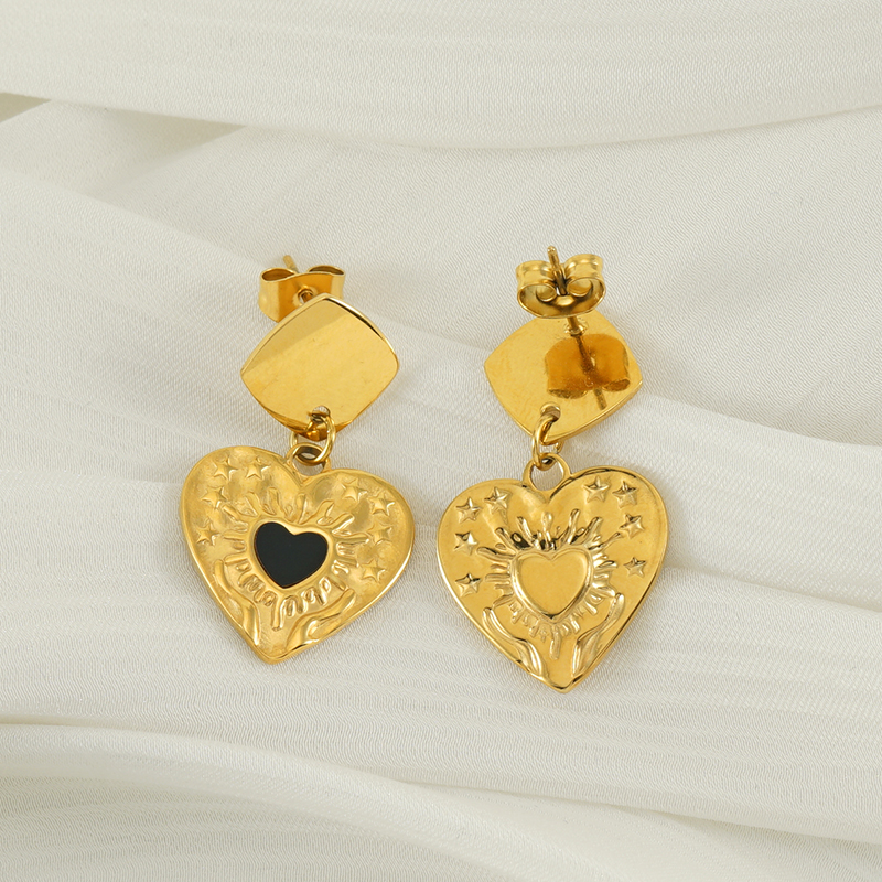 1 Pair Basic Modern Style Classic Style Heart Shape Plating 304 Stainless Steel 18K Gold Plated Drop Earrings display picture 11