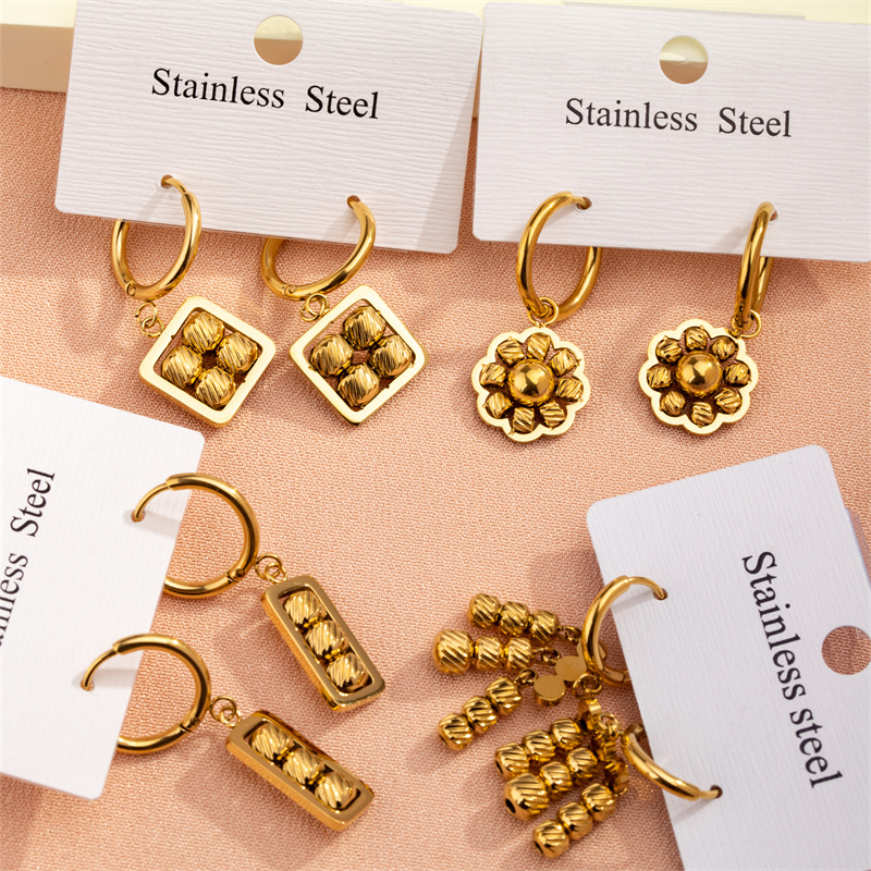 1 Pair Casual Sweet Commute Geometric Plating 304 Stainless Steel 18K Gold Plated Drop Earrings display picture 3