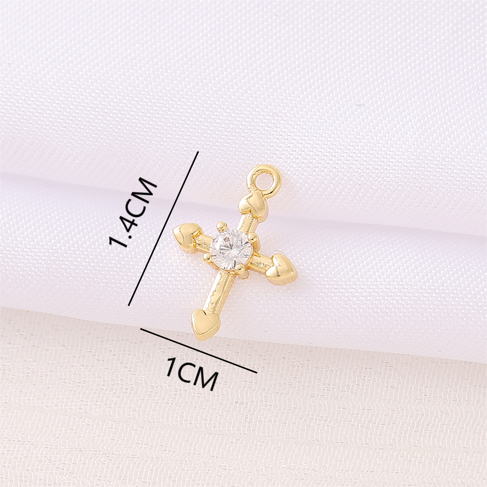 1 Piece Copper Zircon 18K Gold Plated Cross Polished Pendant display picture 2