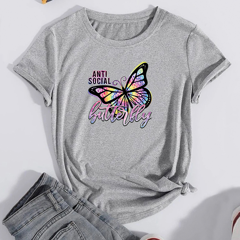 Women's T-shirt Short Sleeve T-Shirts Printing Casual Letter Butterfly display picture 1