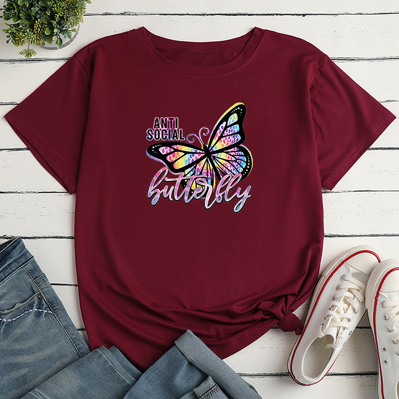 Women's T-shirt Short Sleeve T-Shirts Printing Casual Letter Butterfly display picture 3