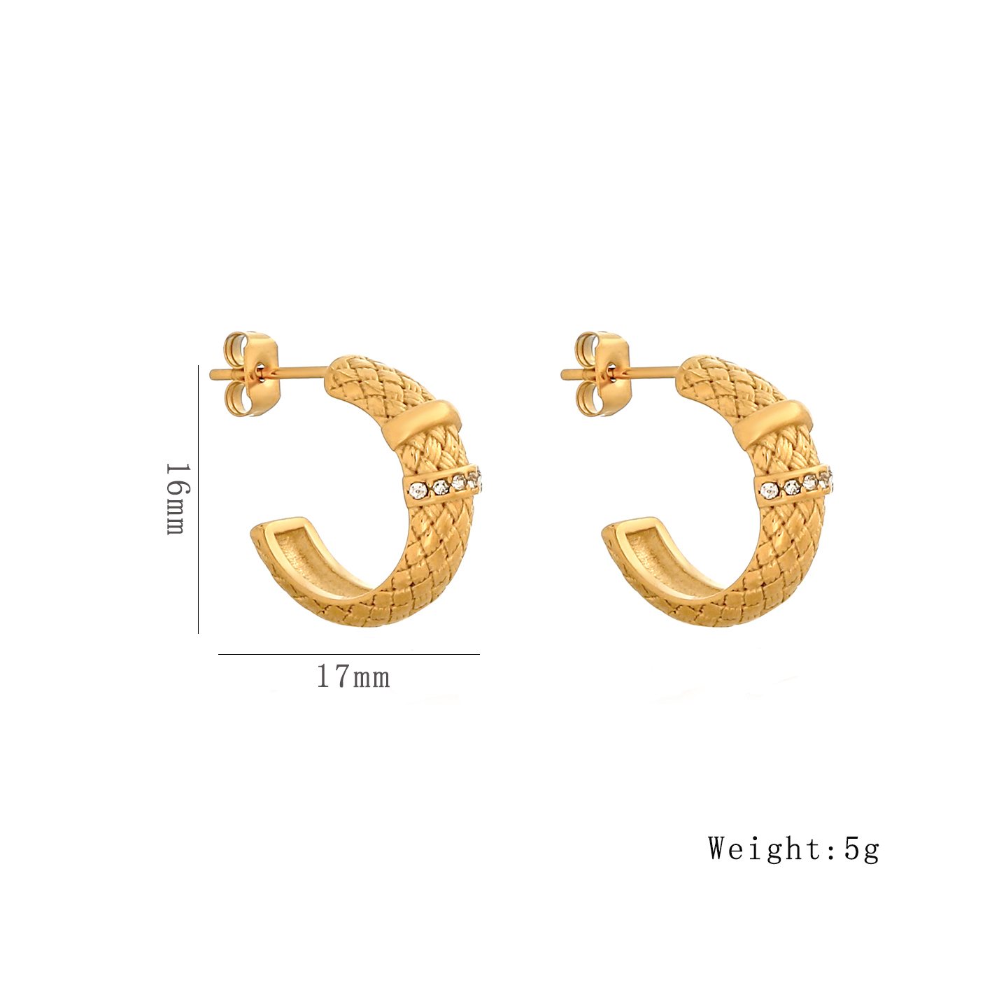 1 Pair Elegant Simple Style Solid Color Plating Inlay 304 Stainless Steel Zircon 18K Gold Plated Ear Studs display picture 2
