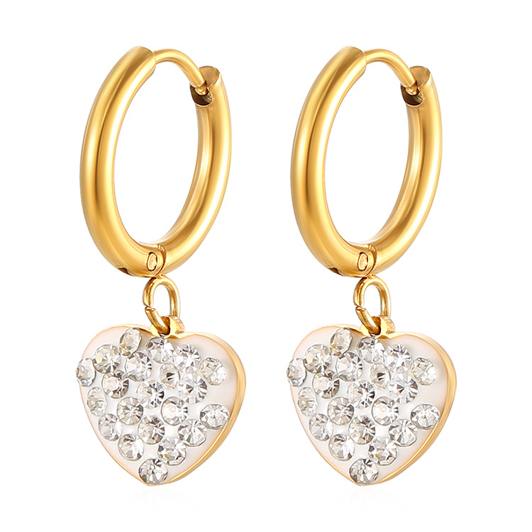 1 Pair Simple Style Classic Style Heart Shape Plating 304 Stainless Steel Gold Plated Drop Earrings display picture 4