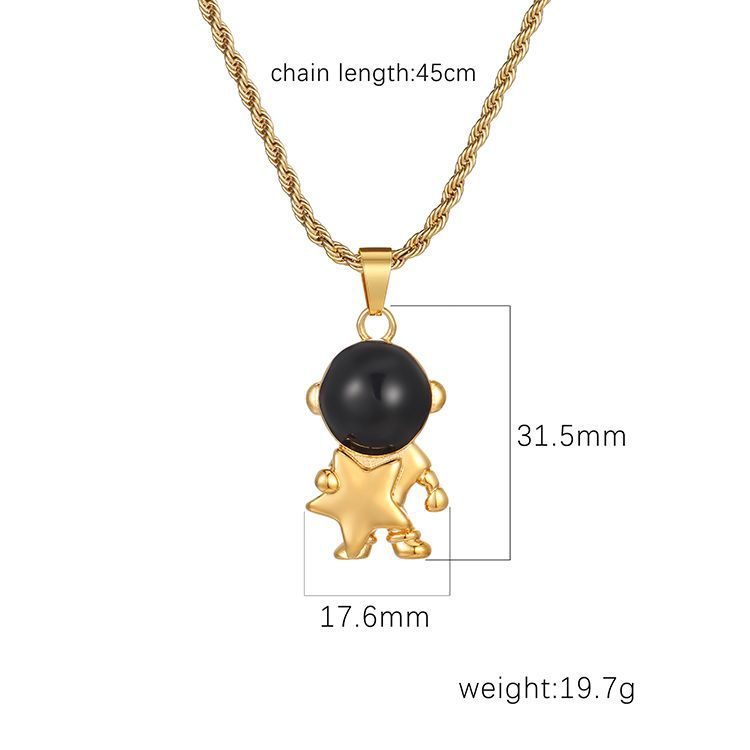 Titanium Steel Simple Style Classic Style Inlay Cartoon Character Natural Stone Pendant Necklace display picture 3