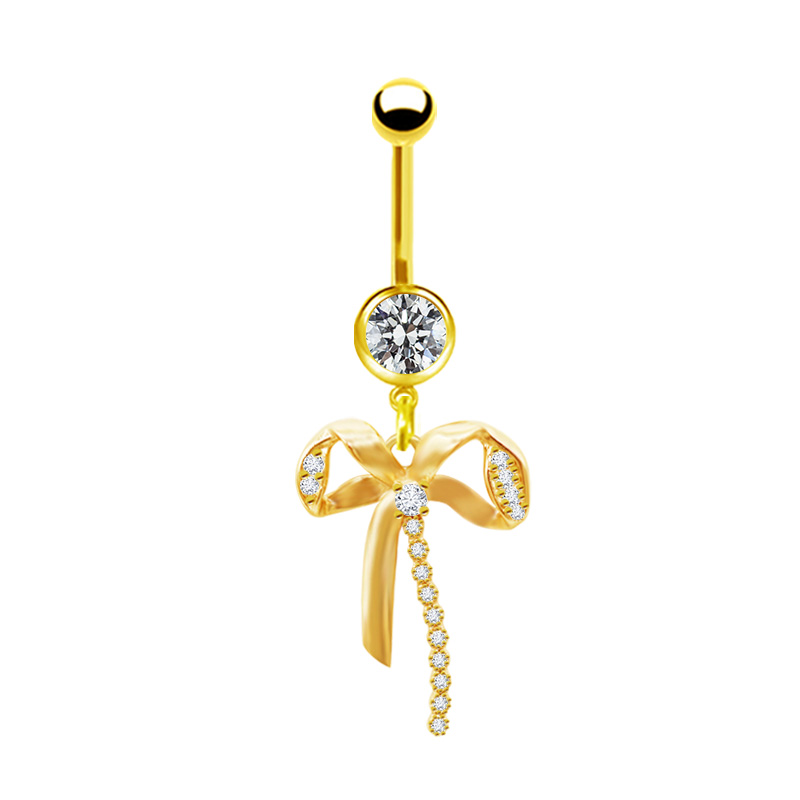 1 Piece Belly Rings Elegant Glam Shiny Bow Knot 316 Stainless Steel  Alloy Plating Inlay Resin Rhinestones Glass Gold Plated display picture 9
