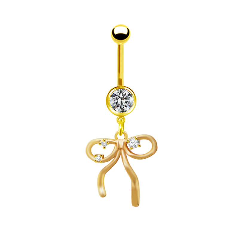 1 Piece Belly Rings Elegant Glam Shiny Bow Knot 316 Stainless Steel  Alloy Plating Inlay Resin Rhinestones Glass Gold Plated display picture 11