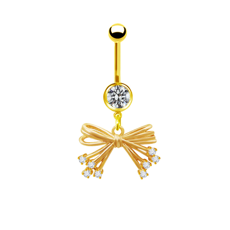 1 Piece Belly Rings Elegant Glam Shiny Bow Knot 316 Stainless Steel  Alloy Plating Inlay Resin Rhinestones Glass Gold Plated display picture 32