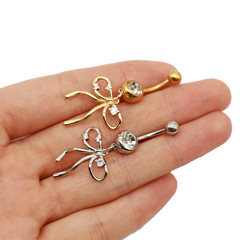 1 Piece Belly Rings Elegant Glam Shiny Bow Knot 316 Stainless Steel  Alloy Plating Inlay Resin Rhinestones Glass Gold Plated display picture 34