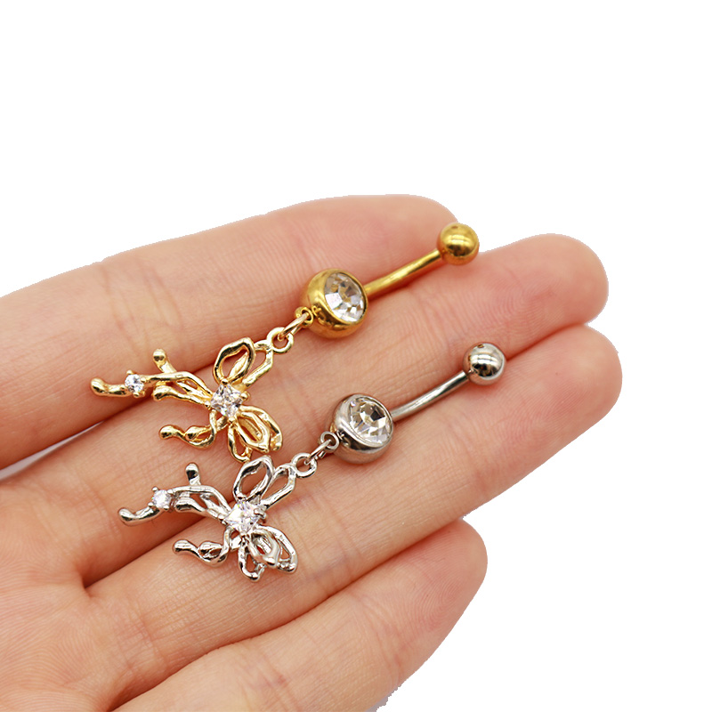1 Piece Belly Rings Elegant Glam Shiny Bow Knot 316 Stainless Steel  Alloy Plating Inlay Resin Rhinestones Glass Gold Plated display picture 39