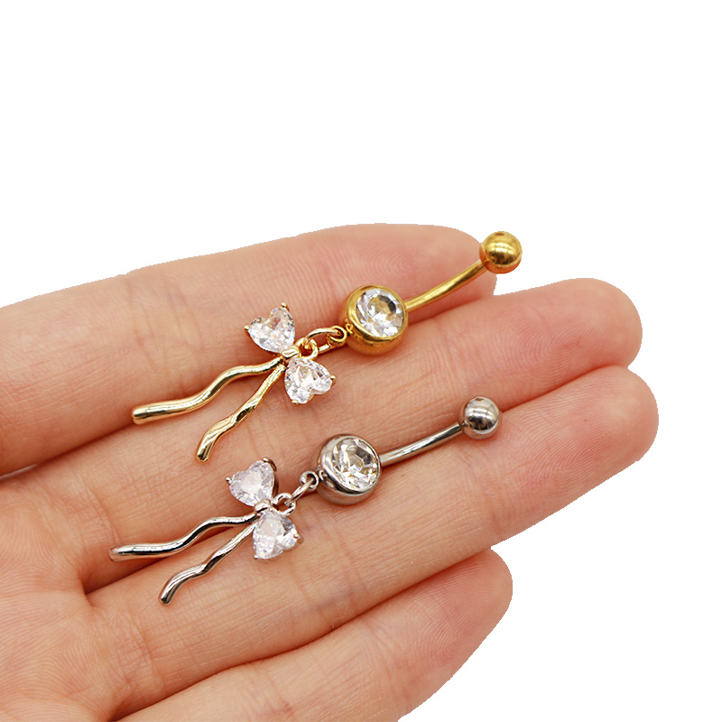 1 Piece Belly Rings Elegant Glam Shiny Bow Knot 316 Stainless Steel  Alloy Plating Inlay Resin Rhinestones Glass Gold Plated display picture 38