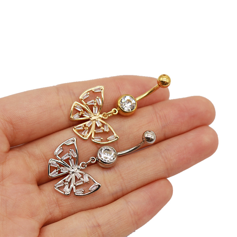 1 Piece Belly Rings Elegant Glam Shiny Bow Knot 316 Stainless Steel  Alloy Plating Inlay Resin Rhinestones Glass Gold Plated display picture 37