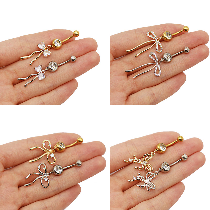 1 Piece Belly Rings Elegant Glam Shiny Bow Knot 316 Stainless Steel  Alloy Plating Inlay Resin Rhinestones Glass Gold Plated display picture 42