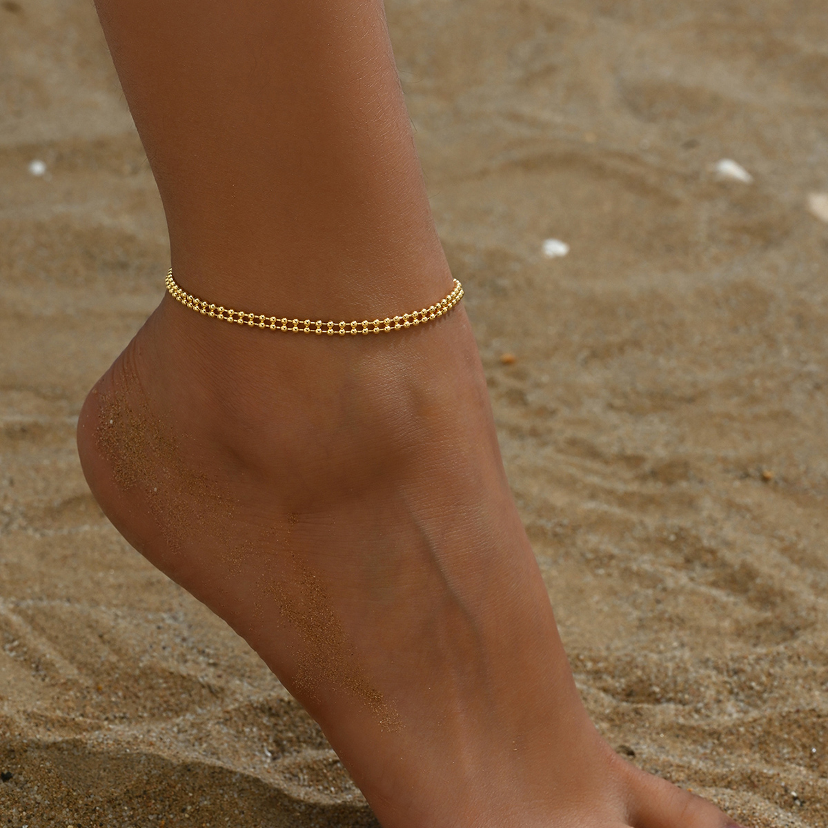 Simple Style Classic Style Solid Color 18K Gold Plated Alloy Wholesale Anklet display picture 2